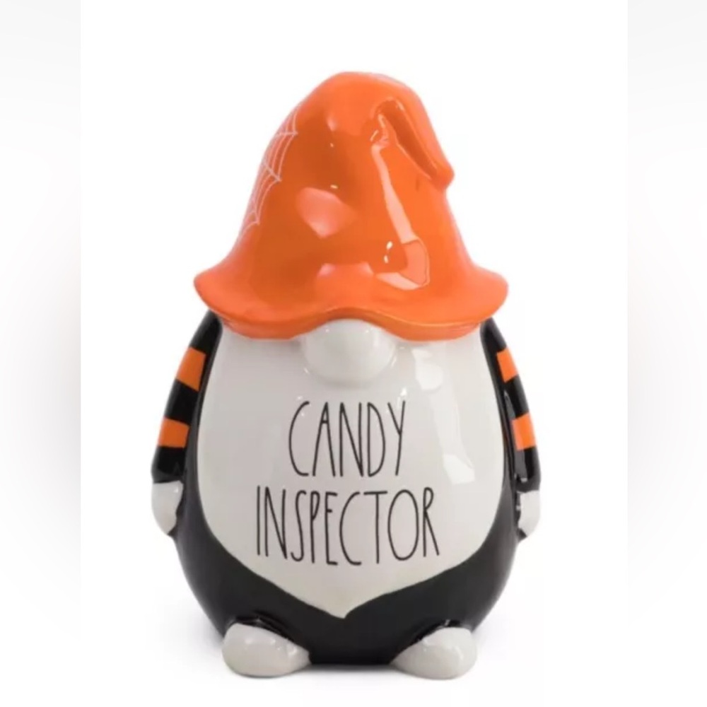 Rae Dunn CANDY INSPECTOR Ceramic Gnome Halloween Figure